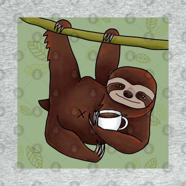 Sloth with coffee by MoggyCatDesigns